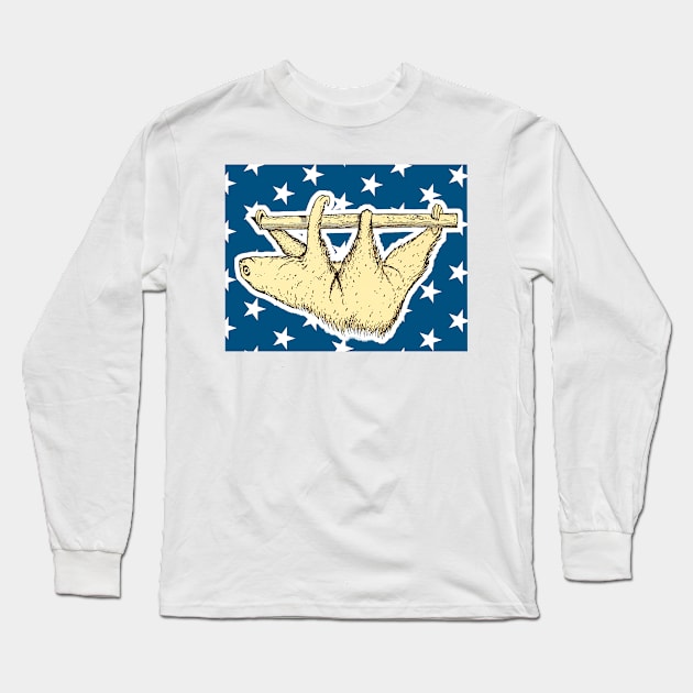 Sloth hanging from the tree Long Sleeve T-Shirt by Marccelus